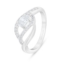 Sterling Silver 925 Ring Rhodium Plated Embedded With White Zircon