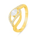 Sterling Silver 925 Ring Golden Plated Embedded With White Zircon