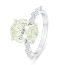 Sterling Silver 925 Ring Rhodium Plated Embedded With Yellow Diamond And White Zircon