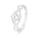 Sterling Silver 925 Ring Rhodium Plated Embedded With White Zircon