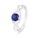 Sterling Silver 925 Ring Rhodium Plated Embedded With Sapphire Corundum And White Zircon