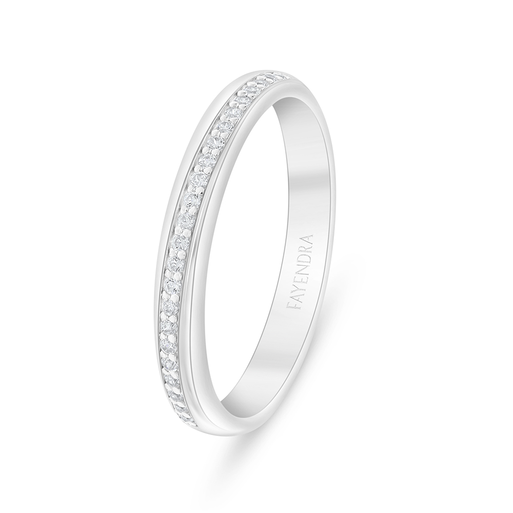 Sterling Silver 925 Ring Rhodium Plated Embedded With White Zircon