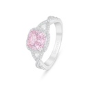 Sterling Silver 925 Ring Rhodium Plated Embedded With Pink Zircon And White Zircon