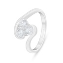 Sterling Silver 925 Ring Rhodium Plated Embedded With White Zircon