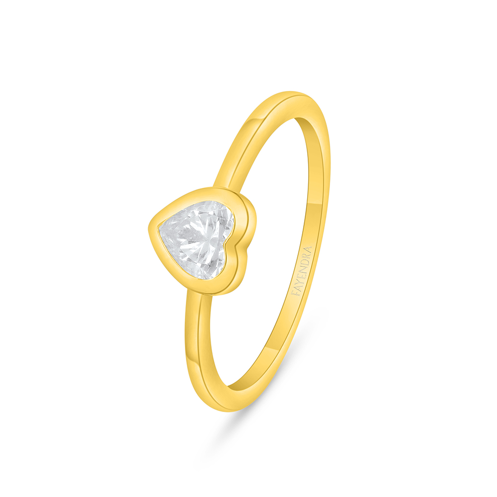Sterling Silver 925 Ring Golden Plated Embedded With White Zircon