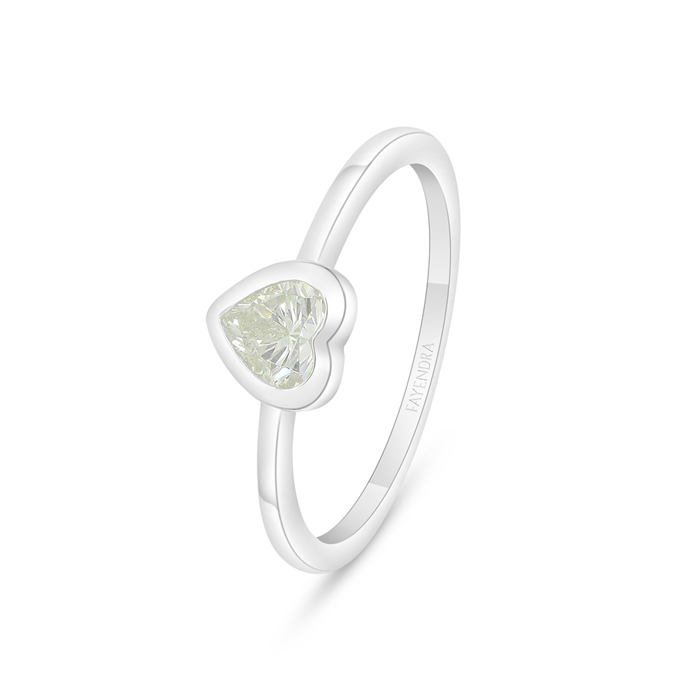 Sterling Silver 925 Ring Rhodium Plated  Embedded With Yellow Diamond 