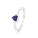 Sterling Silver 925 Ring Rhodium Plated Embedded With Sapphire Corundum 