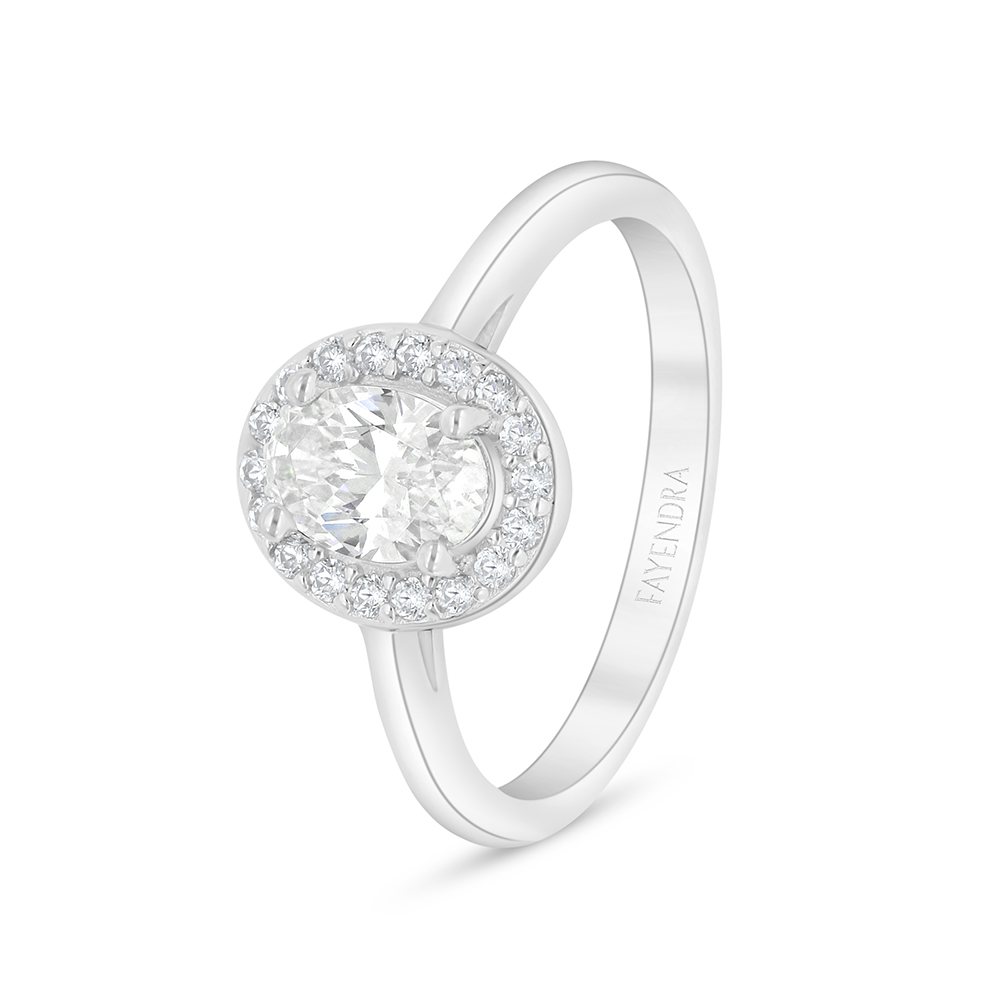 Sterling Silver 925 Ring Rhodium Plated Embedded With White Zircon