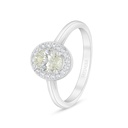 Sterling Silver 925 Ring Rhodium Plated Embedded With Yellow Diamond And White Zircon
