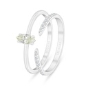 Sterling Silver 925 Ring (Twins) Rhodium Plated  Embedded With Yellow Diamond 