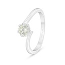 Sterling Silver 925 Ring Rhodium Plated  Embedded With Yellow Diamond And White Zircon