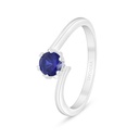 Sterling Silver 925 Ring Rhodium Plated Embedded With Sapphire Corundum And White Zircon