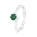Sterling Silver 925 Ring Rhodium Plated Embedded With Emerald Zircon And White Zircon