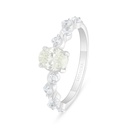 Sterling Silver 925 Ring Rhodium Plated  Embedded With Yellow Diamond And White Zircon