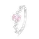 Sterling Silver 925 Ring Rhodium Plated Embedded With Pink Zircon And White Zircon