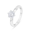 Sterling Silver 925 Ring Rhodium Plated Embedded With White Zircon