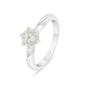 Sterling Silver 925 Ring Rhodium Plated Embedded With Yellow Diamond And White Zircon