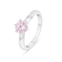 Sterling Silver 925 Ring Rhodium Plated Embedded With Pink Zircon And White Zircon