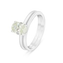 Sterling Silver 925 Ring (Twins) Rhodium Plated  Embedded With Yellow Diamond 