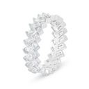 Sterling Silver 925 Ring Rhodium Plated Embedded With White Zircon