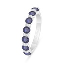 Sterling Silver 925 Ring Rhodium Plated Embedded With Sapphire Corundum And White Zircon