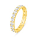 Sterling Silver 925 Ring Golden Plated Embedded With White Zircon