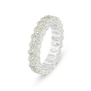 Sterling Silver 925 Ring Rhodium Plated Embedded With Yellow Diamond And White Zircon