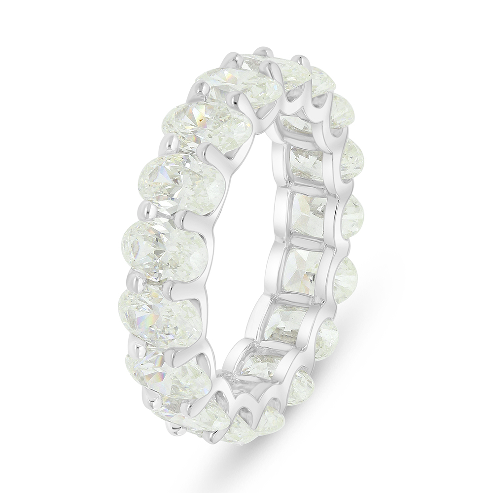 Sterling Silver 925 Ring Rhodium Plated  Embedded With Yellow Diamond 