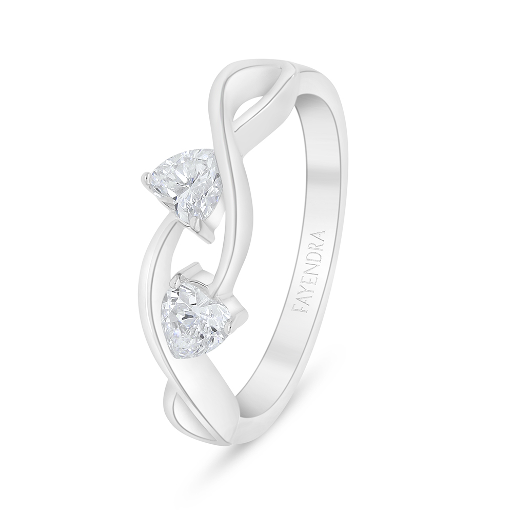 Sterling Silver 925 Ring Rhodium Plated Embedded With White Zircon