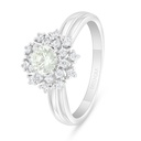 Sterling Silver 925 Ring Rhodium Plated  Embedded With Yellow Diamond And White Zircon