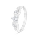 Sterling Silver 925 Ring Rhodium Plated Embedded With White Zircon