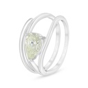 Sterling Silver 925 Ring Rhodium Plated Embedded With Yellow Diamond And White Zircon