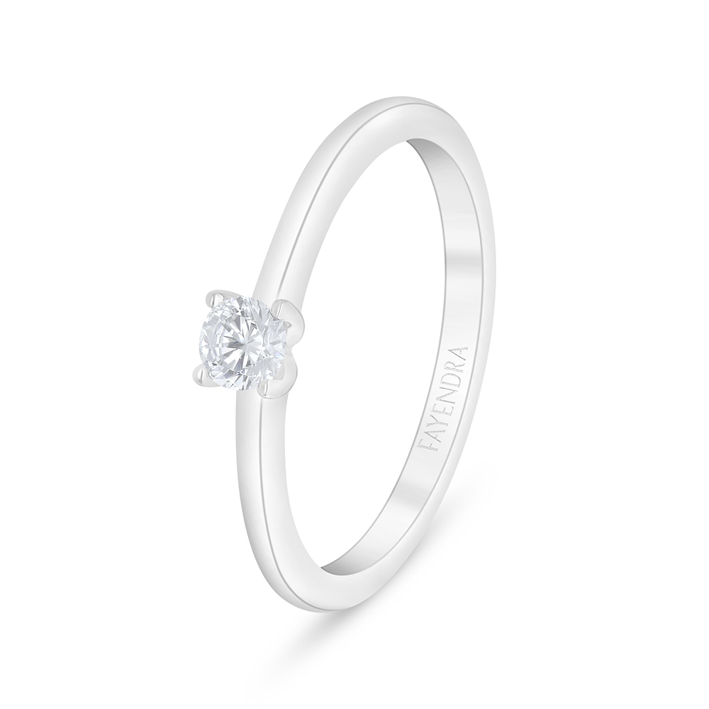 Sterling Silver 925 Ring Rhodium Plated Embedded With White Zircon