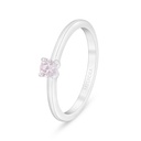 Sterling Silver 925 Ring Rhodium Plated Embedded With Pink Zircon And White Zircon