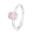 Sterling Silver 925 Ring Rhodium Plated Embedded With Pink Zircon And White Zircon
