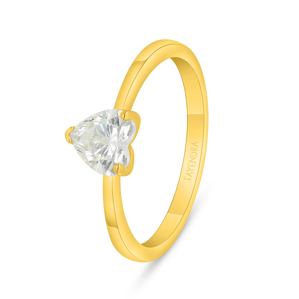 Sterling Silver 925 Ring Golden Plated  Embedded With Yellow Diamond 