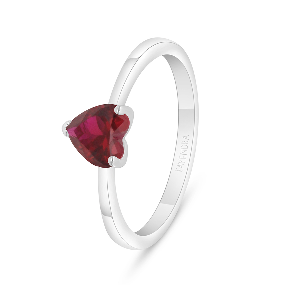 Sterling Silver 925 Ring Rhodium Plated Embedded With Ruby Corundum 