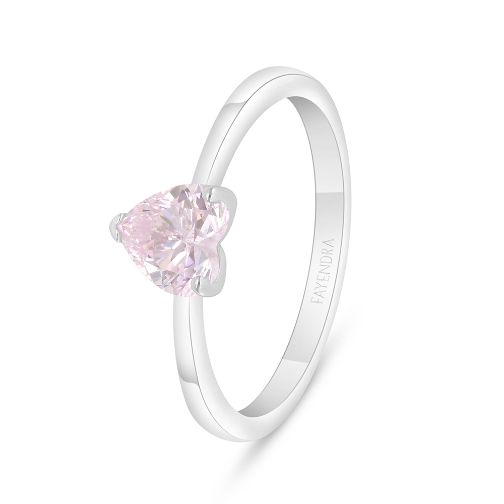 Sterling Silver 925 Ring Rhodium Plated Embedded With Pink Zircon 