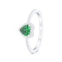 Sterling Silver 925 Ring Rhodium Plated Embedded With Emerald Zircon And White Zircon