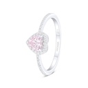 Sterling Silver 925 Ring Rhodium Plated Embedded With Pink Zircon And White Zircon