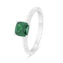 Sterling Silver 925 Ring Rhodium Plated Embedded With Emerald Zircon 