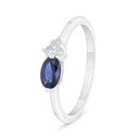 Sterling Silver 925 Ring Rhodium Plated Embedded With Sapphire Corundum And White Zircon