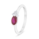 Sterling Silver 925 Ring Rhodium Plated Embedded With Ruby Corundum And White Zircon