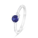 Sterling Silver 925 Ring Rhodium Plated Embedded With Sapphire Corundum And White Zircon