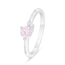 Sterling Silver 925 Ring Rhodium Plated Embedded With Pink Zircon And White Zircon