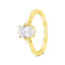 Sterling Silver 925 Ring Golden Plated Embedded With White Zircon