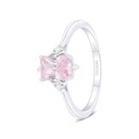 Sterling Silver 925 Ring Rhodium Plated Embedded With Pink Zircon And White Zircon