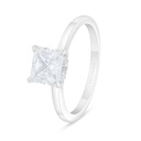 Sterling Silver 925 Ring Rhodium Plated Embedded With White Zircon