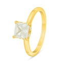 Sterling Silver 925 Ring Golden Plated  Embedded With Yellow Diamond And White Zircon