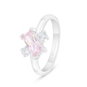 Sterling Silver 925 Ring Rhodium Plated Embedded With Pink Zircon And White Zircon